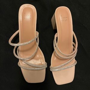 Womens rhinestone mule heels - a new day - light beige- size 9.5